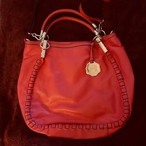 Vince Camuto Large Red Leather Satchel Bag